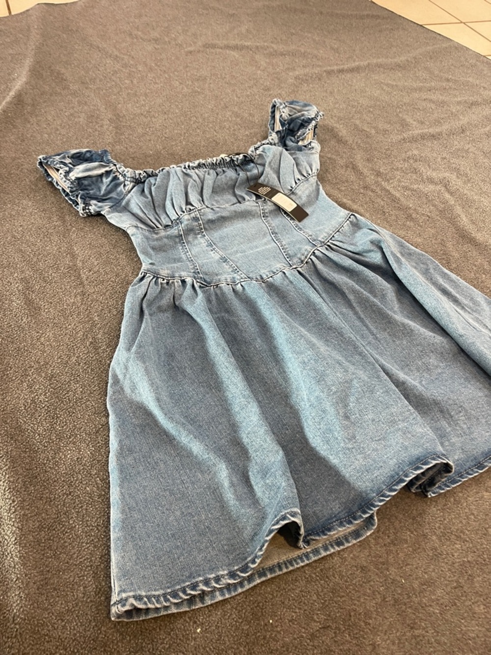 Fashion Nova Light Blue Denim Square-Neck Mini Dress - Picture 3 of 4